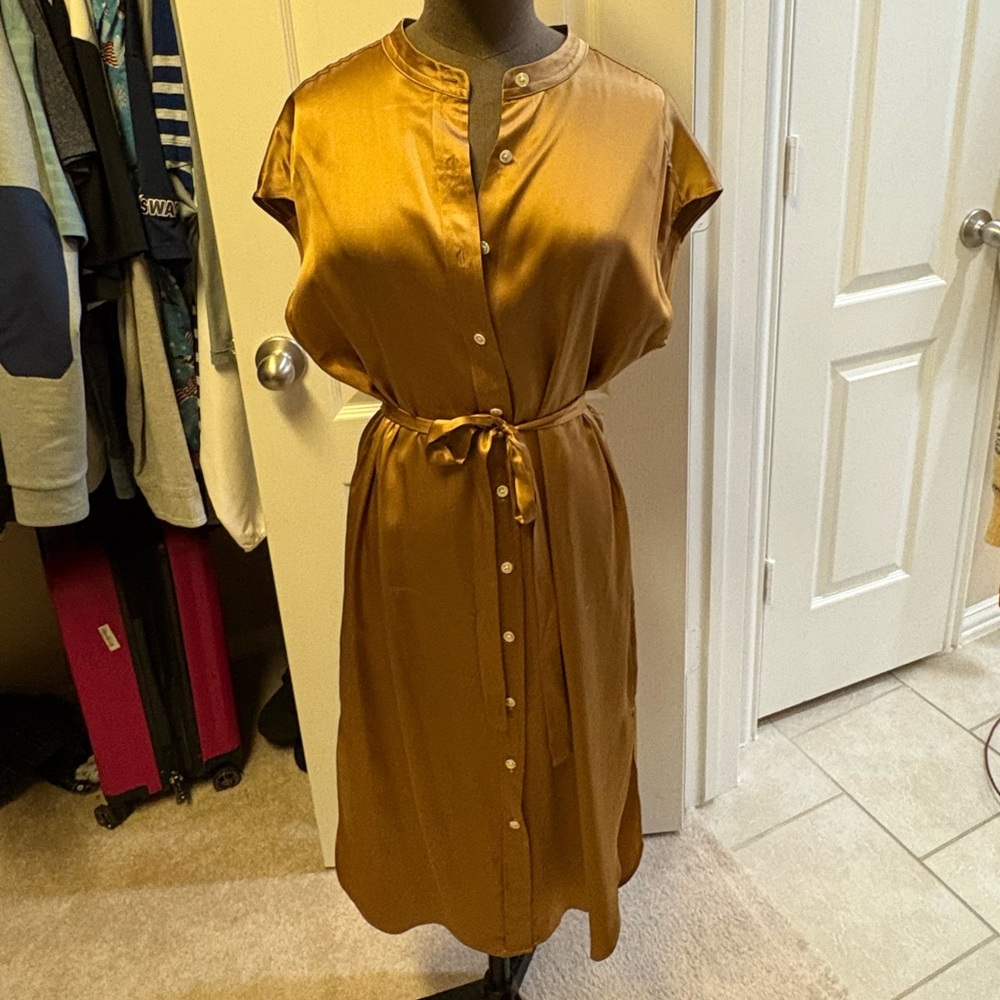 Banana Republic Satin Gold Midi Dress